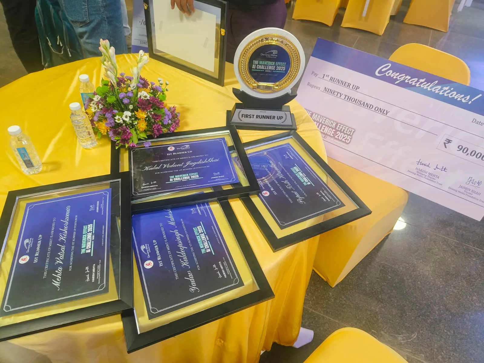 First runner-up certificates and trophy from The Maverick Effect AI Challenge 2025